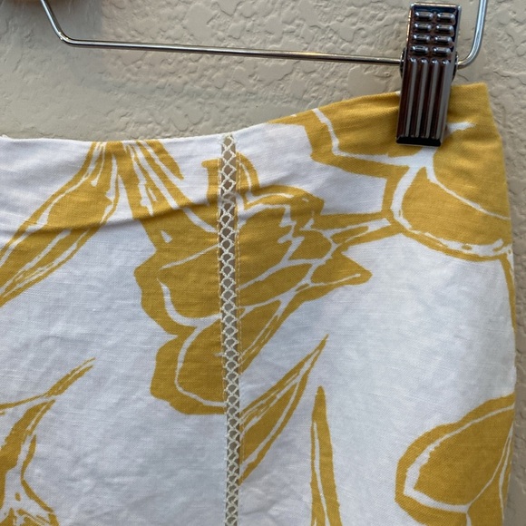 Ann Taylor Marigold Yellow Floral Lined Flare Skirt. Size 6. Linen Blend. - Picture 4 of 14